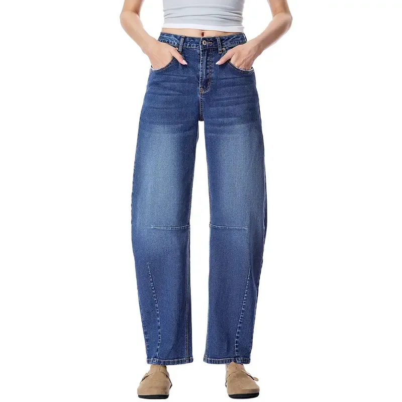 EVALESS Women's Mid Waist Wide Leg Jeans,Baggy Boyfriend Basic Jeans,Casual Y2k Ankle Denim Pants Trouser Barreljeans,2025 Fashion Womenswear Streetwear Minimalist Winter Outfits