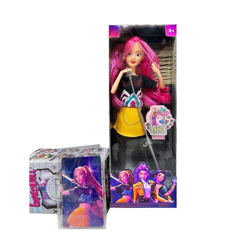 [Christmas gift] K-pop Demon Hunters Anime Action Figure Doll Set of 3 Rumi Mira Zoey 11.5-12 Inches Joint Movable Collectible Dolls for Fans Kids Desk Display Halloween