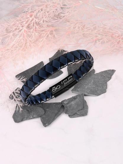 Men's Fashion Letter Pattern Braid Design Bracelet, Casual Trendy Bracelet for Party, Daily Clothing Decor, Trendy All-match & Exquisite Jewelry for Birthday Gift