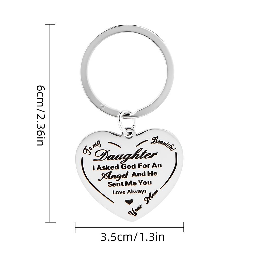 2 pcs Stainless Steel Keychain Key Rings With 'To My Daughter', Perfect Gift For New Year, Christmas Gift, Perfect Gift For Loved Ones Charm Blessing Angel