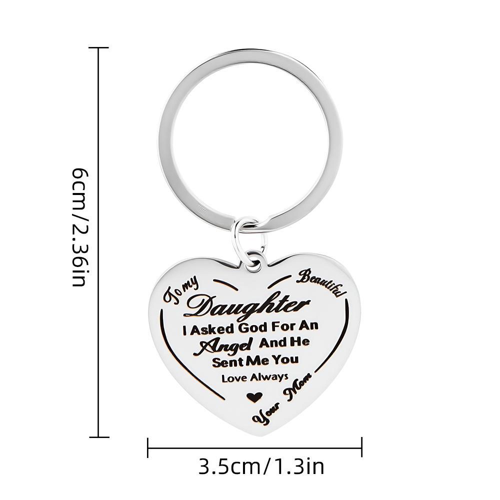 2 pcs Stainless Steel Keychain Key Rings With 'To My Daughter', Perfect Gift For New Year, Christmas Gift, Perfect Gift For Loved Ones Charm Blessing Angel