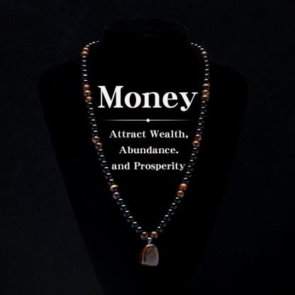 ARPURRAINA Money Attraction Necklace with Tiger Eye Pendant Healing Crystal Stone ,Obsidian,Anniversary, Vacation &Theme Parties Jewelry Charms Abundance Crystal bracelet,Long Chain,Sweater chain,Ideal Gift Jewelry for Men and Women