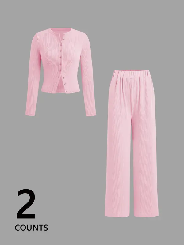 New Vertical Stripe Design Women's Home Set, High-Quality Light, Casual Buttoned Long Sleeve, Fitted, All