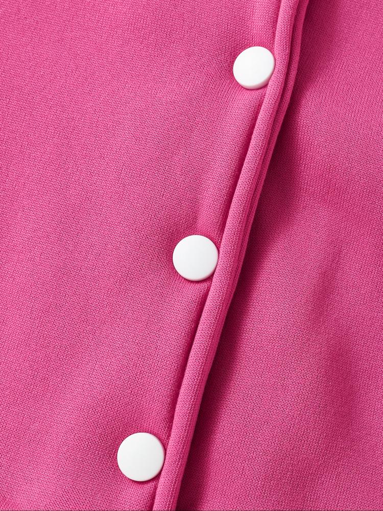 Girls Baseball Jacket Coat, Cartoon Design, Elastic Fabric Striped Trim Jacket, Fitted Style, Fall & Winter School Uniform, Outdoor Indoor Sports Wear