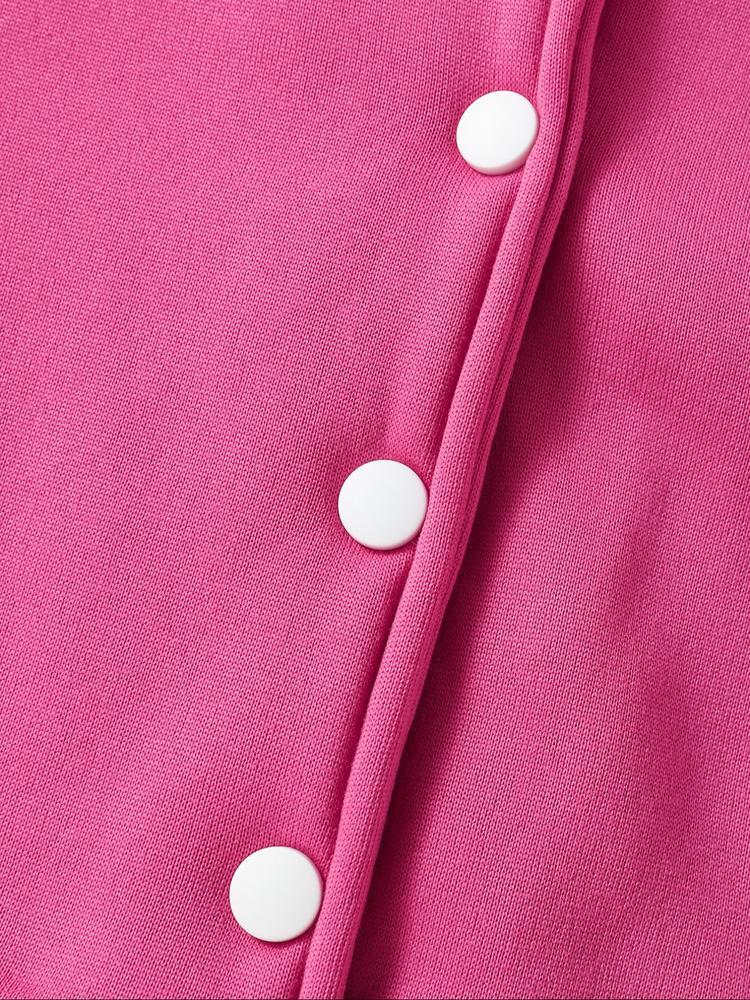 Girls Baseball Jacket Coat, Cartoon Design, Elastic Fabric Striped Trim Jacket, Fitted Style, Fall & Winter School Uniform, Outdoor Indoor Sports Wear