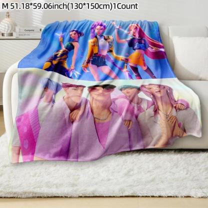 K-Pop Demon Hunter Anime Blanket, Soft Flannel Throw For Bed Sofa Camping Office, Perfect Gift For Fans & Manga Lovers, Man Women Gift