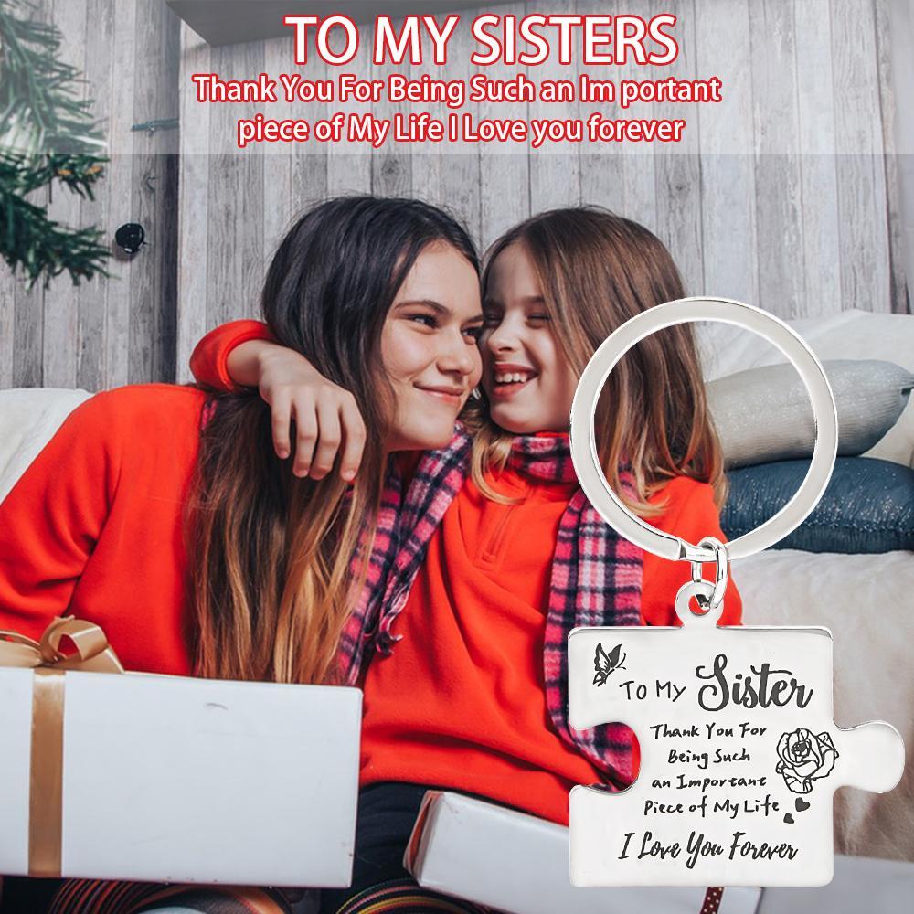 2 Pcs "To My Sister" Stainless Steel Round Keychain - A Heartfelt Gift, Wallet Accessory, Durable, Rust-resistant, Engraved With Message Key Ring, Easy To Attach, Perfect Gift For Siblings, Family, Or Friends
