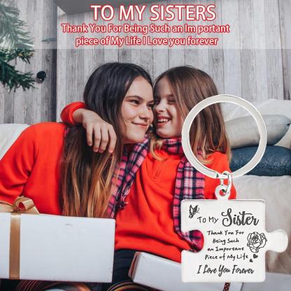 2 Pcs "To My Sister" Stainless Steel Round Keychain - A Heartfelt Gift, Wallet Accessory, Durable, Rust-resistant, Engraved With Message Key Ring, Easy To Attach, Perfect Gift For Siblings, Family, Or Friends