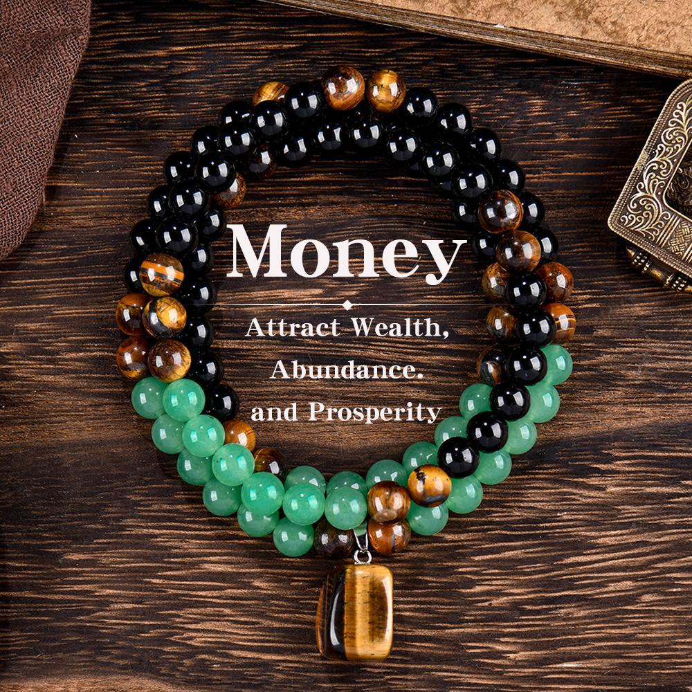 ARPURRAINA Money Attraction Necklace With GreenAventurine & Tiger Eye  Pendant Healing Crystal Stone ,Anniversary, Vacation &Theme Parties Jewelry Charms Abundance Crystal bracelet,Long Chain,Sweater chain,Ideal Gift Jewelry for Men and Women