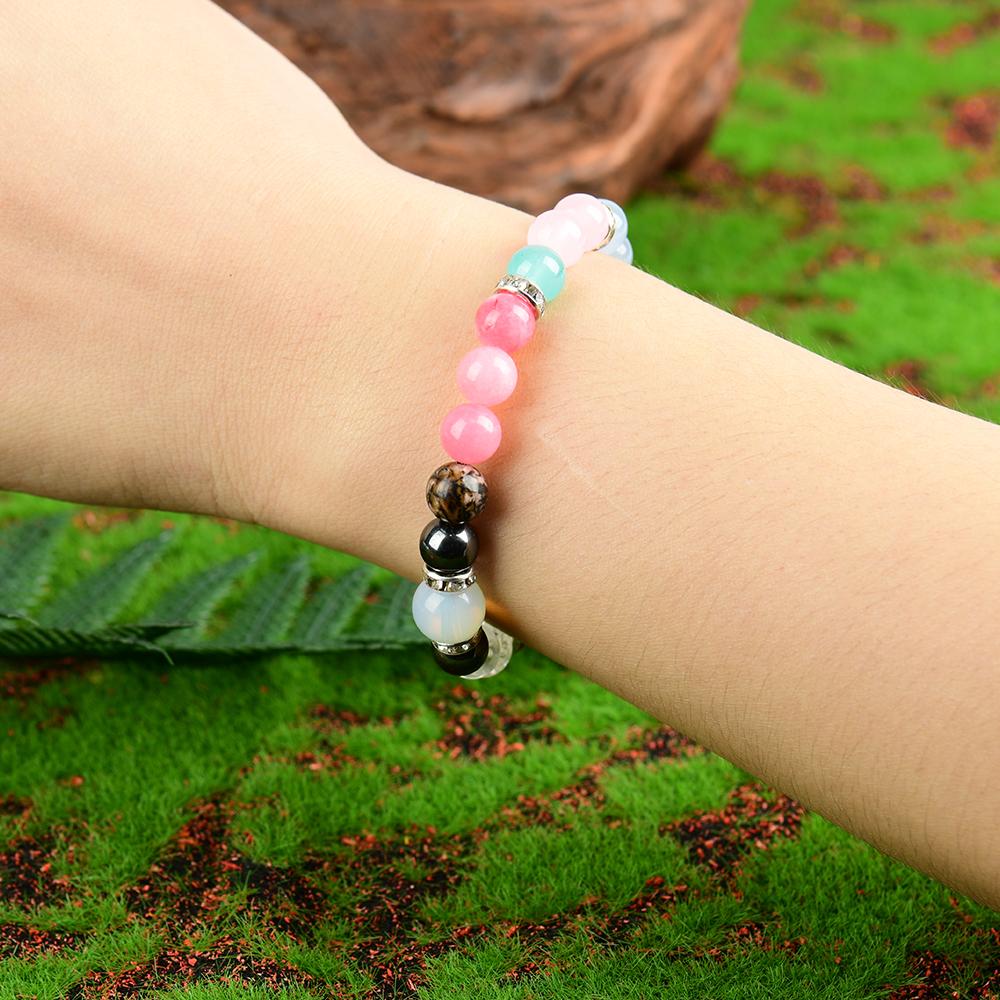 Handmade Crystal Bracelet - Rose Quartz, Tiger's Eye Stone And Mixed Gemstones, Boho Chic Cute Elastic Jewelry, April Birthday Stone, Perfect For Everyday Wear And Gift Giving, Empath Protection, Infused With Prosperous Energy