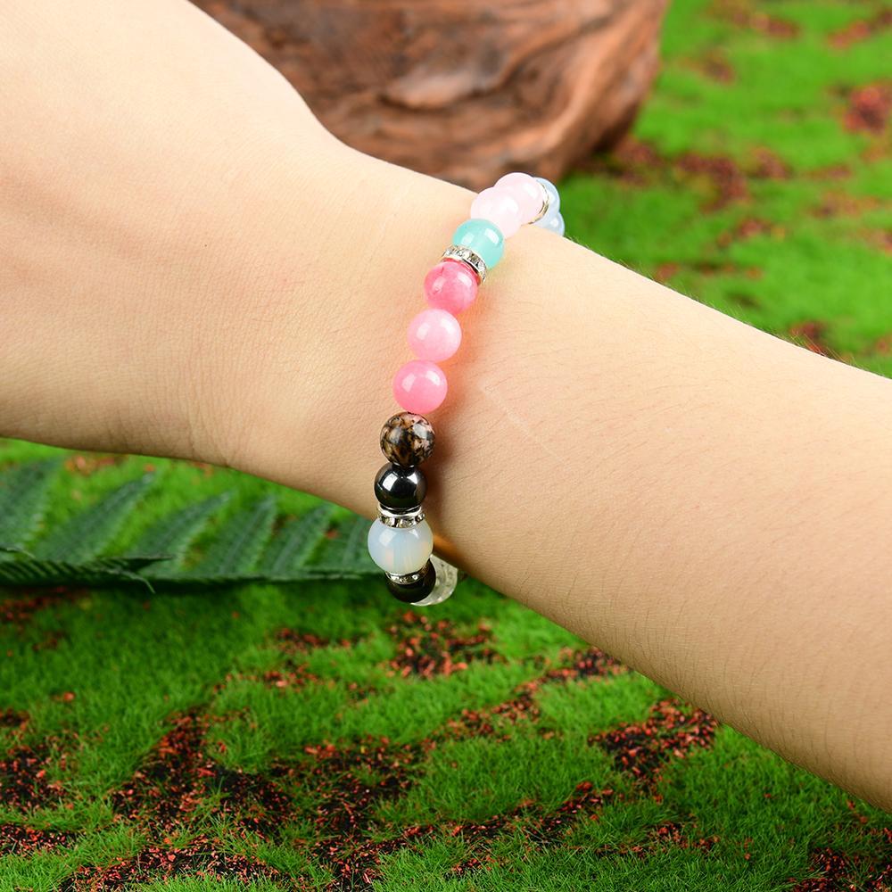 Handmade Crystal Bracelet - Rose Quartz, Tiger's Eye Stone And Mixed Gemstones, Boho Chic Cute Elastic Jewelry, April Birthday Stone, Perfect For Everyday Wear And Gift Giving, Empath Protection, Infused With Prosperous Energy