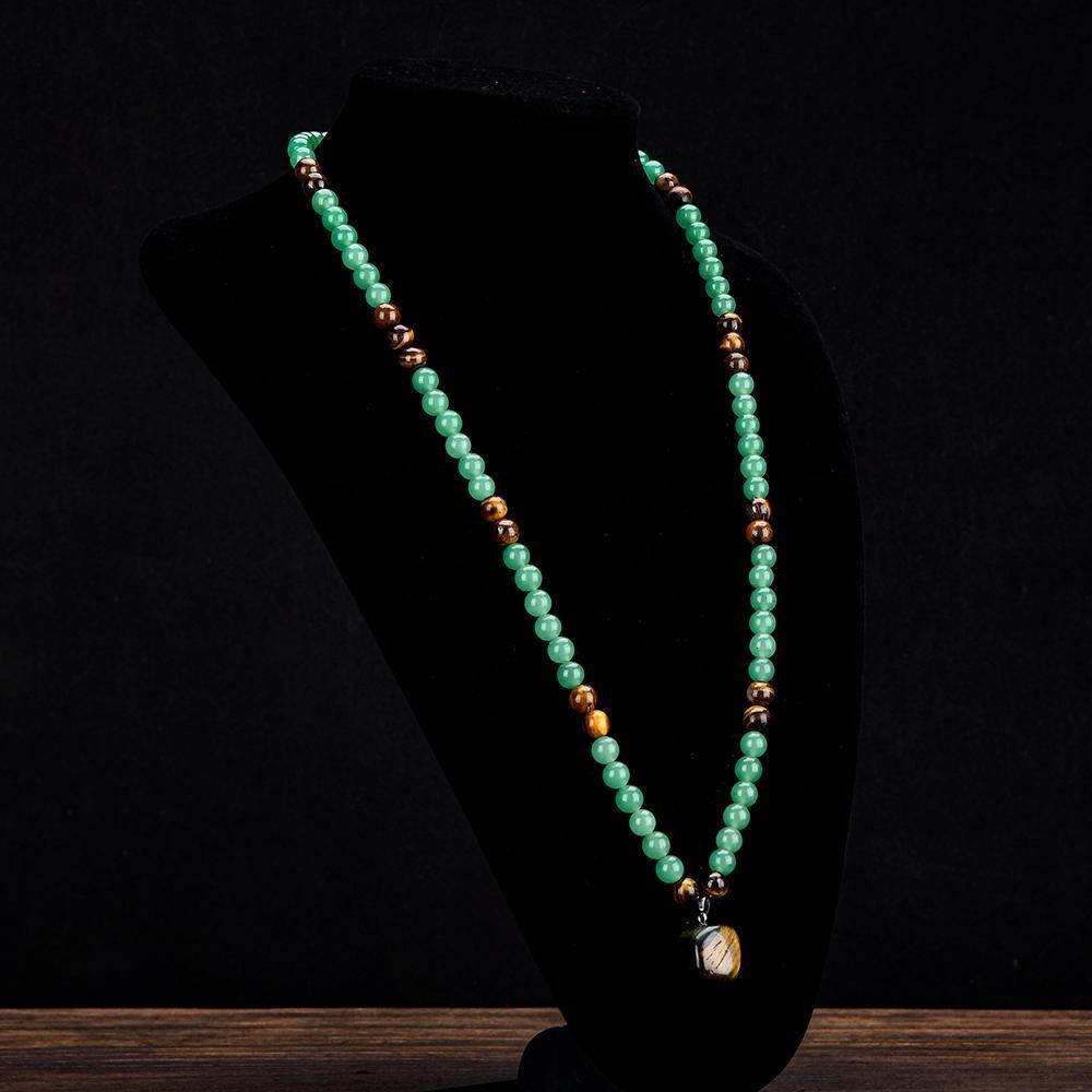 ARPURRAINA Money Attraction Necklace With GreenAventurine & Tiger Eye  Pendant Healing Crystal Stone ,Anniversary, Vacation &Theme Parties Jewelry Charms Abundance Crystal bracelet,Long Chain,Sweater chain,Ideal Gift Jewelry for Men and Women