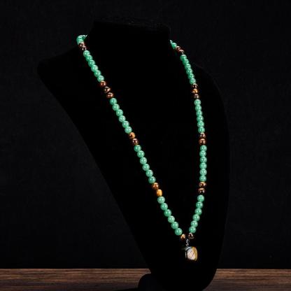 ARPURRAINA Money Attraction Necklace With GreenAventurine & Tiger Eye  Pendant Healing Crystal Stone ,Anniversary, Vacation &Theme Parties Jewelry Charms Abundance Crystal bracelet,Long Chain,Sweater chain,Ideal Gift Jewelry for Men and Women