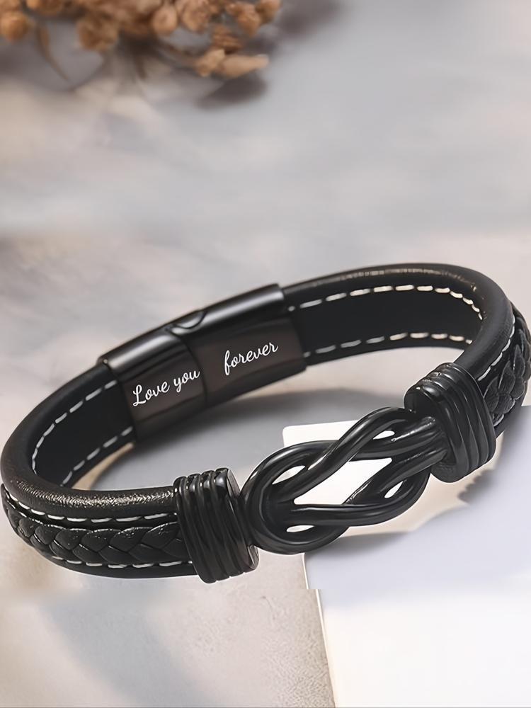 Leather Bracelet for Nephew, Braid Design, Artificial Leather Chain, Casual Style, All-Season Wear, Perfect Christmas & Birthday Gift, Handmade Jewelry