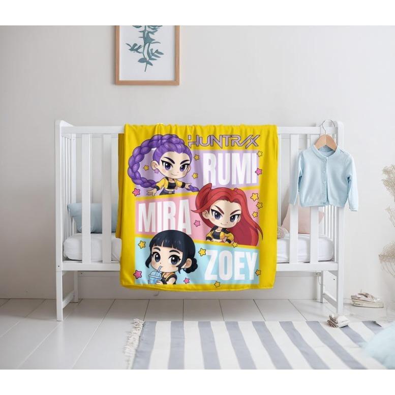Huntrix Blanket, Kpop Demon Hunter Blanket, Huntrix Rumi, Mira, Zoey Blanket, Gift For Huntrix Fans, Anime Flannel Throw, Huntrix Bedding,K-pop Demon Hunters Merch