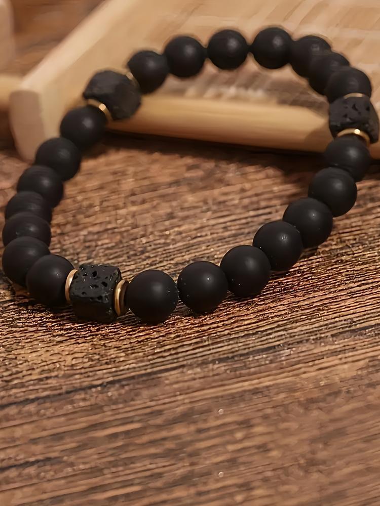 1PC Men's Beaded Bracelet, Punk Style Jewelry Gift, Unique Personality Accessory for All Occasions, Fashionable Minimalist Design