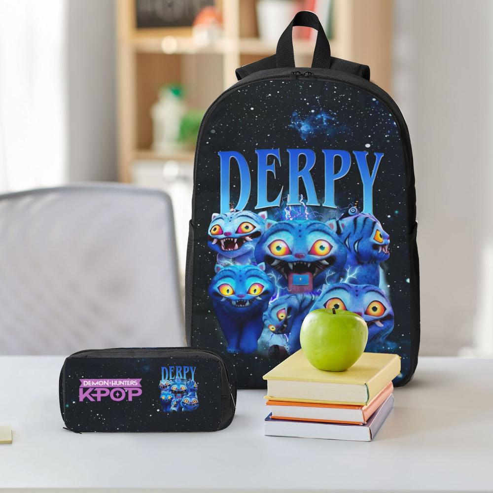 K POP DERPY SAJA BOYS Backpacks for Teens Adults 3PCS School Backpack with Lunch Box Pencil Pouch High College Travel School bag Bookbag Set