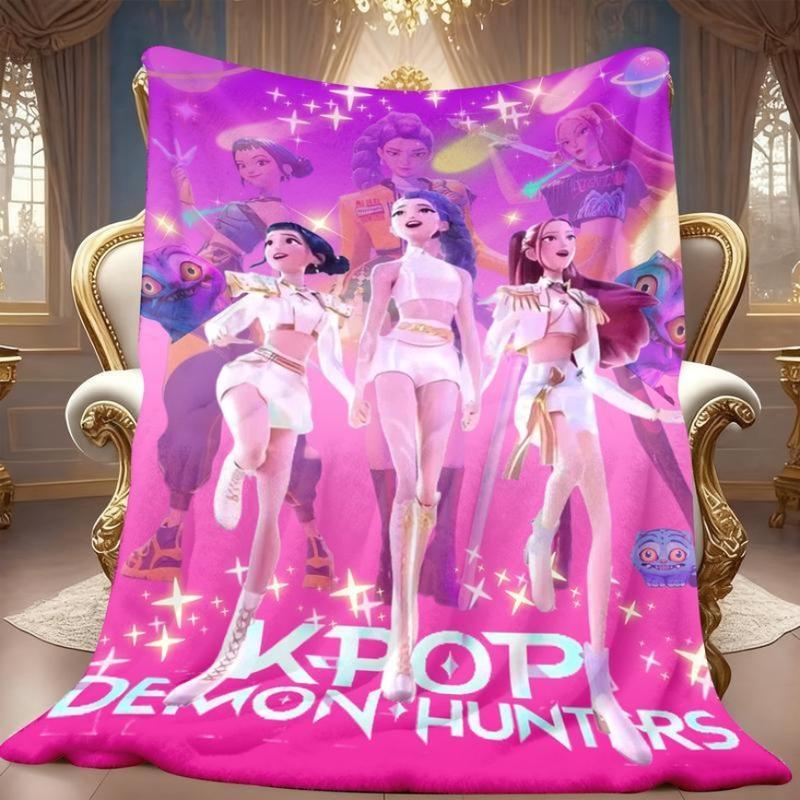 K-Pop Demon Hunters Dream Blanket Soft Warm Throw For Fans Women Girls & Kid Perfect Gift For Decor Daily Rest Ideal For Living Room Sofa Christmas Halloween Birthday Gift,Zoey,Ruimi,MiRa,Jinu,Huntrix,Kpop Demon Hunters Merch, Christmas Gift