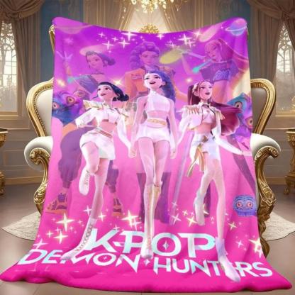 K-Pop Demon Hunters Dream Blanket Soft Warm Throw For Fans Women Girls & Kid Perfect Gift For Decor Daily Rest Ideal For Living Room Sofa Christmas Halloween Birthday Gift,Zoey,Ruimi,MiRa,Jinu,Huntrix,Kpop Demon Hunters Merch, Christmas Gift