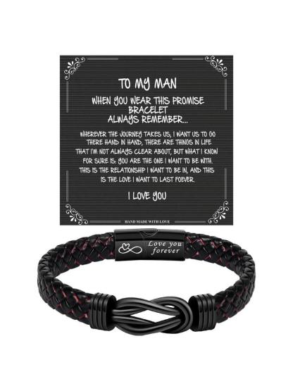 1PC Unique Christmas Gift for Man, Ideal Birthday Gifts for Man Leather Bracelets, Knotted Bracelets Jewelry for Man with Gift Card, Perfect Bracelet for Daily Wear Gift for Man