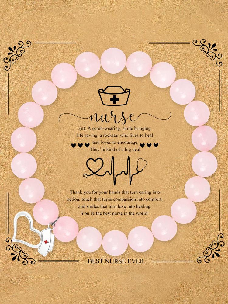 1PC Mother's Day Gift Fashion Nurse Cap Beaded Bracelet Gift for Nurse, Nurses' Day Gift Elegant Tribute to Healthcare Angels, Nursing Student Keepsake - Stylish Minimalist Medical Symbol Jewelry