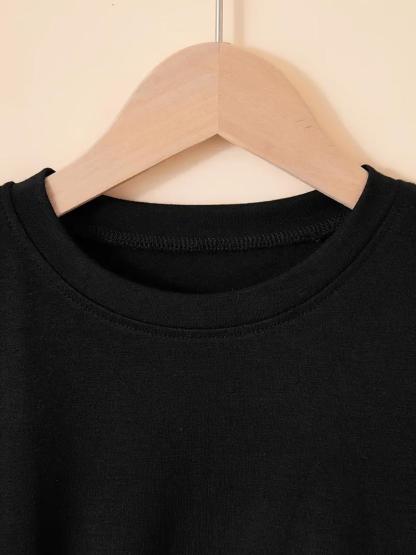 Girls' Casual Sportswear Set, Short Sleeve & Bell Bottoms, Comfortable Elastic Waist Pants, Spring Summer Outdoor Indoor Activities, Kids Girls Clothing