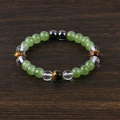Crystal Bracelet 8mm Natural Tiger's Eye Stone Handmade Beads Unity Protection Encouragement Gift for Women Men Fashionable Colorblock Beaded Elastic 15-20cm