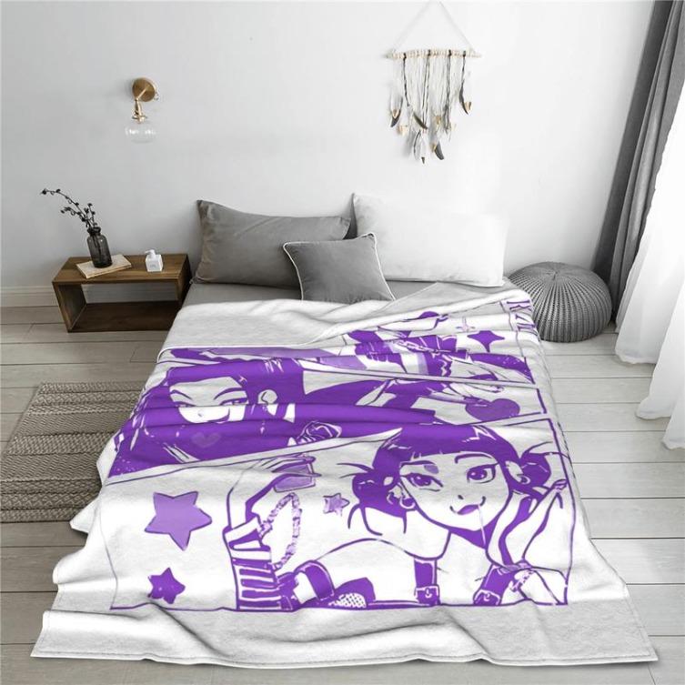 Kpop Demon Hunters Huntrix Knitted Blanket Flannel Zoey Rumi Mira Lightweight Throw Blankets For Home Couch Bed Rug, Man Women Gift, Halloween