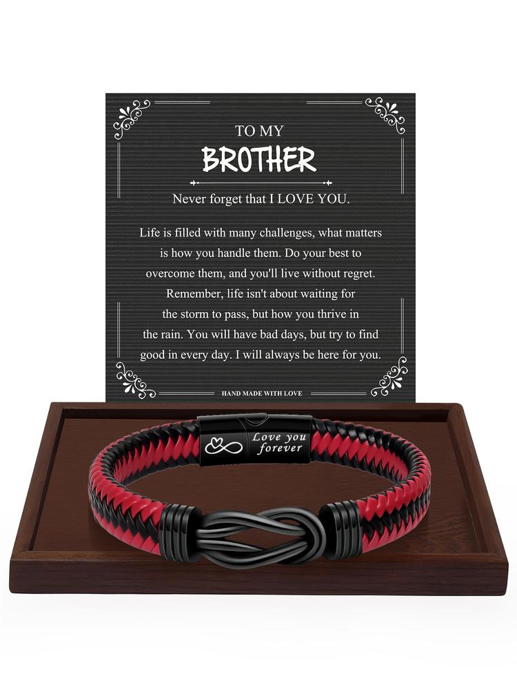 Christmas Birthday Gifts for Brother, Ultimate Leather Men's Bracelet, Perfect Gift for Brothers, Ideal for All Occasions, Casual to Rugged Style, Daily Wear Accessory