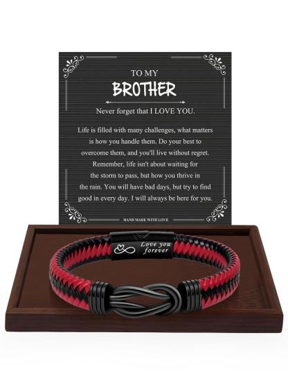 Christmas Birthday Gifts for Brother, Ultimate Leather Men's Bracelet, Perfect Gift for Brothers, Ideal for All Occasions, Casual to Rugged Style, Daily Wear Accessory