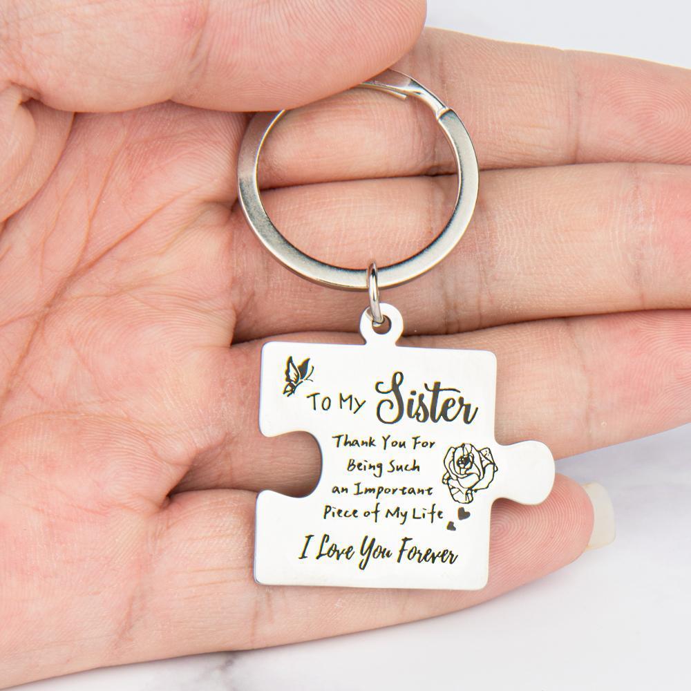 2 Pcs "To My Sister" Stainless Steel Round Keychain - A Heartfelt Gift, Wallet Accessory, Durable, Rust-resistant, Engraved With Message Key Ring, Easy To Attach, Perfect Gift For Siblings, Family, Or Friends