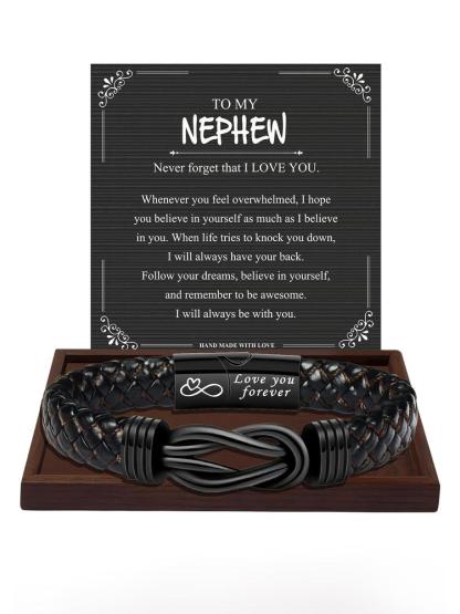 1PC Christmas Surprise Gift for Nephew - Classic Stylish Knotted Bracelet - Fashionable Eight-Byte Knotted Bracelet, Birthday Gift/Valentine’s Gift/Graduation Gift - A Blessing Gift for Nephew