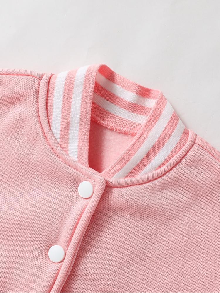 Halloween Girls Short Baseball Jacket, Casual Sports School Uniform, Elastic Fabric, Youth Fashion, Fall & Winter Outerwear, Casual Comfy Jacket