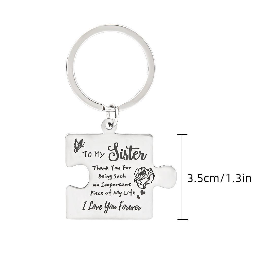 2 Pcs "To My Sister" Stainless Steel Round Keychain - A Heartfelt Gift, Wallet Accessory, Durable, Rust-resistant, Engraved With Message Key Ring, Easy To Attach, Perfect Gift For Siblings, Family, Or Friends