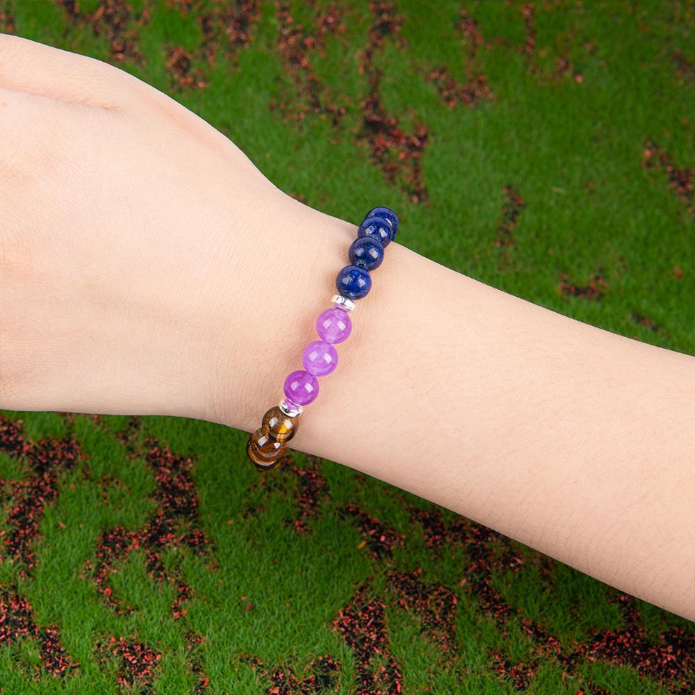 Reduce Stress Relieve Anxiety Crystal Bracelet Beaded Tiger's Eye Stone Jewelry For Men And Women,  Beaded Jewelry,  first  bracelet pulsera  amatista unity  bracelet protection  fashion artificial Colorblock Beaded Crystal Bracelet    chakra bracelet
