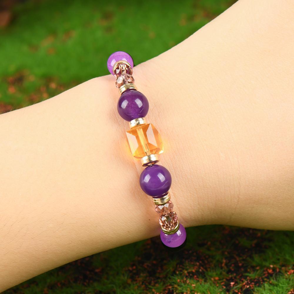 ARPURRAINA Money Attraction Prosperity & Wealth Beaded Bracelet 5.9-7.87" Citrine Stones Empathy Protection Elegant Minimalist Trendy Stack Bangle birthday gift