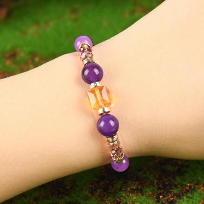 ARPURRAINA Money Attraction Prosperity & Wealth Beaded Bracelet 5.9-7.87" Citrine Stones Empathy Protection Elegant Minimalist Trendy Stack Bangle birthday gift