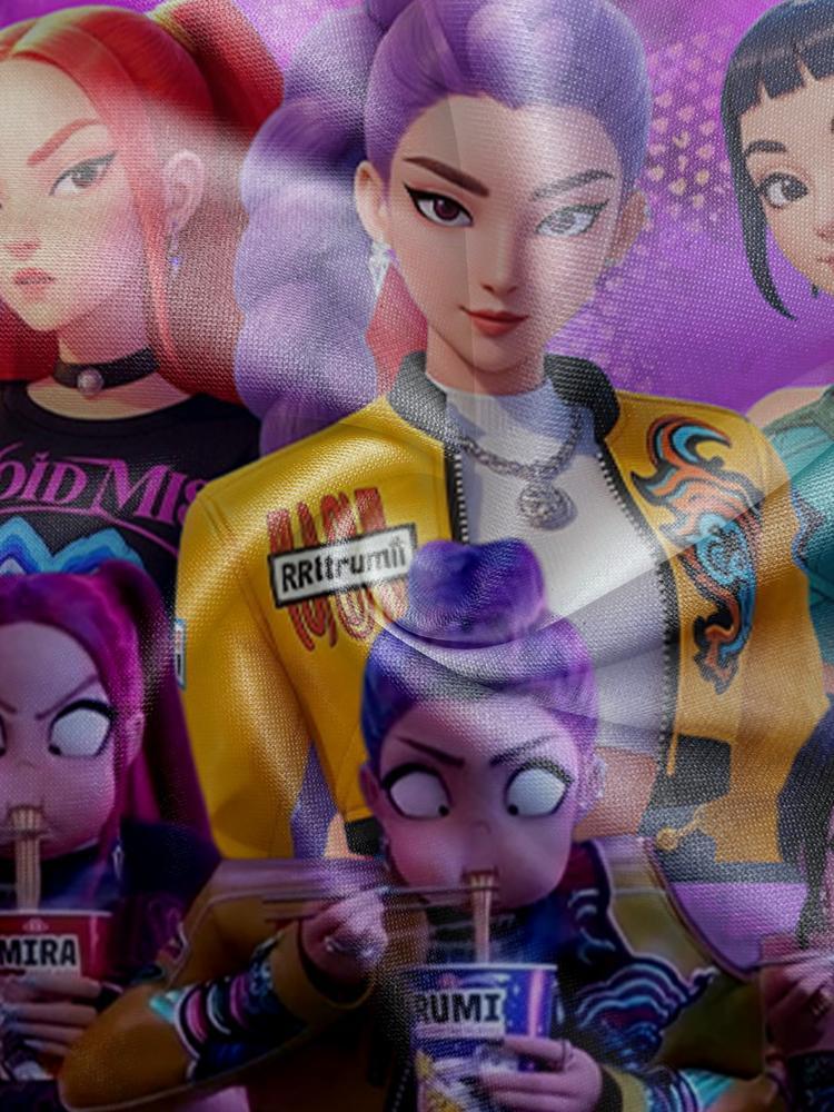 Girls Kpop Demon Hunters Hoodie, Casual Fall Winter Sportswear, Fitted Random Print Design, Durable Outdoor Activities, Christmas Gift