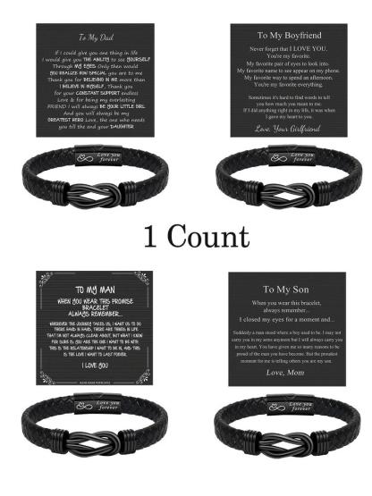 1PC Christmas Gift for Dad Son Boyfriend Husband Uncle Man, Stylish Black Men's Braided Bracelet with Magnetic Clasp, Perfect for Party and Holiday Gifts