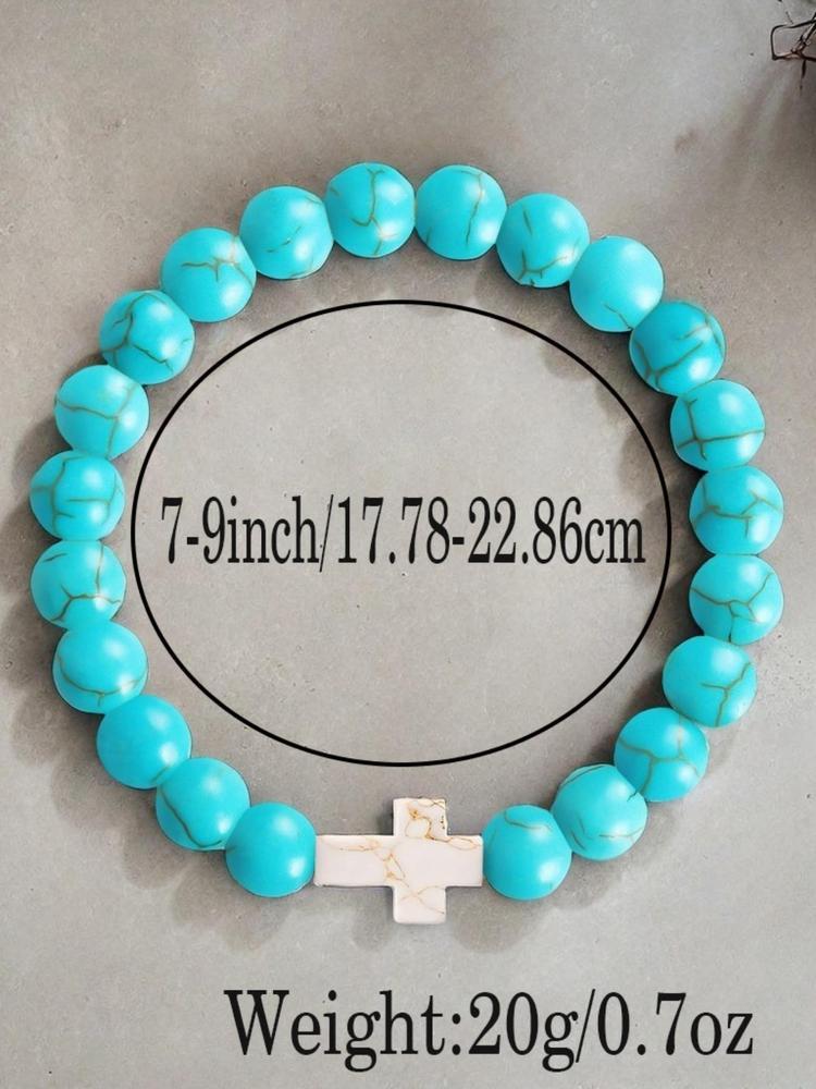 1Pc Christian Gifts for Her, Cross Bracelet for Women Girls, Beaded Bracelet, Easter Gifts for Girls Faith Religious Easter Catholic Christian Jewelry, Meaningful Communion Baptism Gifts for Girls Healing Natural Stone Bracelets
