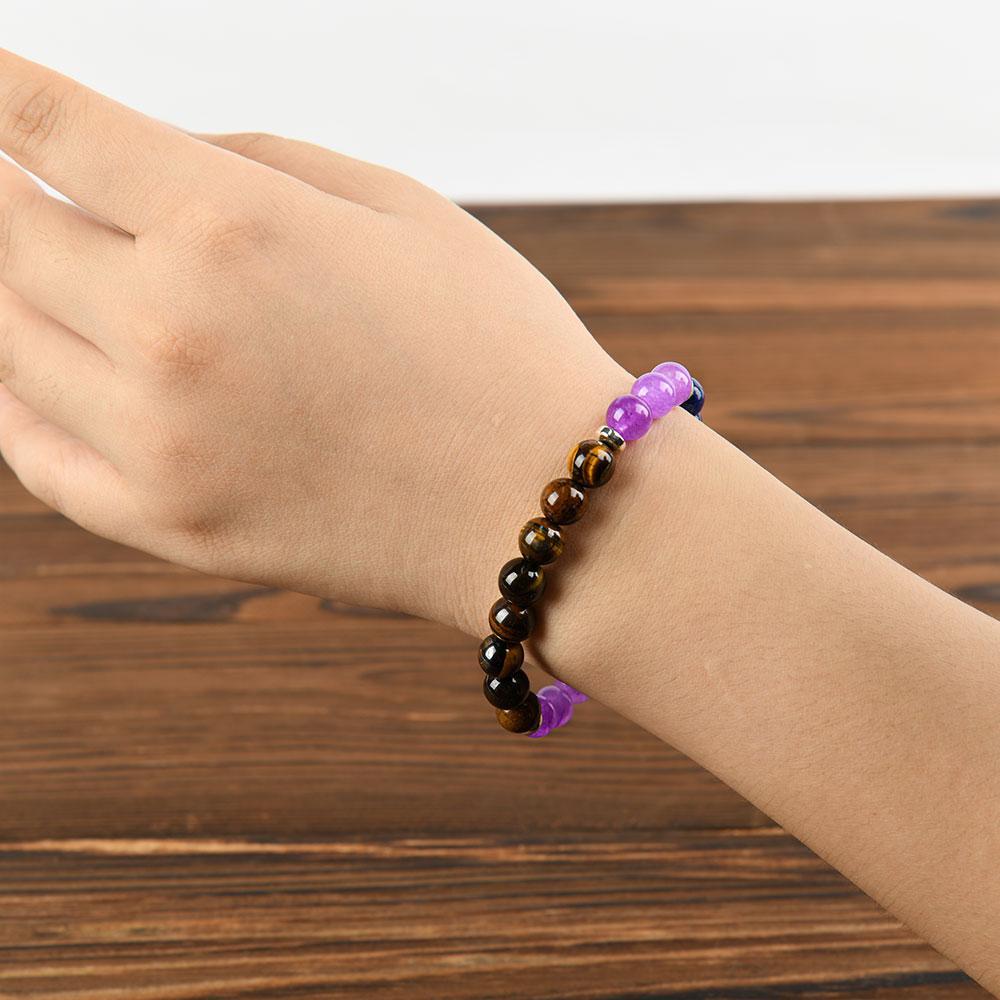 Reduce Stress Relieve Anxiety Crystal Bracelet Beaded Tiger's Eye Stone Jewelry For Men And Women,  Beaded Jewelry,  first  bracelet pulsera  amatista unity  bracelet protection  fashion artificial Colorblock Beaded Crystal Bracelet    chakra bracelet