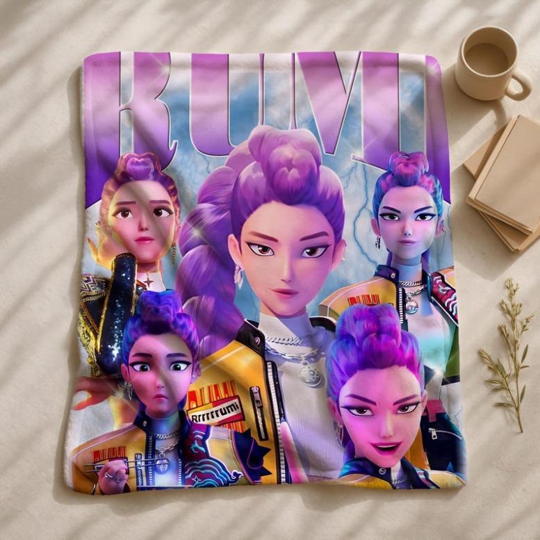 Cute Kpop Demon Hunters Blanket, Kpop Fun Gift, Anime Lovers Gift,2025 Anime Flannel Throw, Gift For Huntrix Fans,Huntrix Inspired Blanket,Zoey,Mira,Rumi,Huntrix,Sajaboys,Gift For Kids, Gift For Men & Women, K-POP Demon Hunters Merch