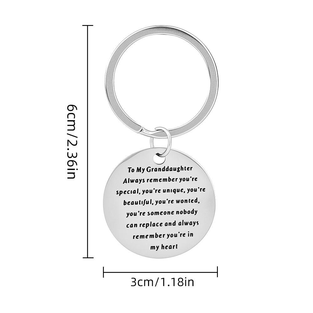 1pc Engraved Granddaughter Keychain - A Heartfelt Message From A Grandparent, An Inspiring One-of-a-kind Keepsake For Her The Perfect Gift For Loved Ones, Key Ring Remember Nobody Unique