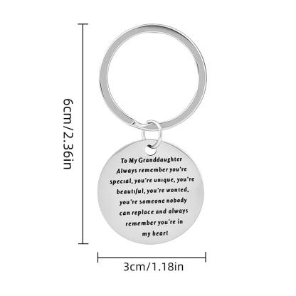 1pc Engraved Granddaughter Keychain - A Heartfelt Message From A Grandparent, An Inspiring One-of-a-kind Keepsake For Her The Perfect Gift For Loved Ones, Key Ring Remember Nobody Unique