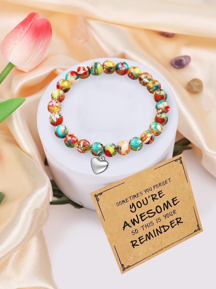 Women's Boho Beaded Jewelry Set, Natural Stone & Crystal Accents, Ideal Christmas Gift for Her, Comes with Gift Card