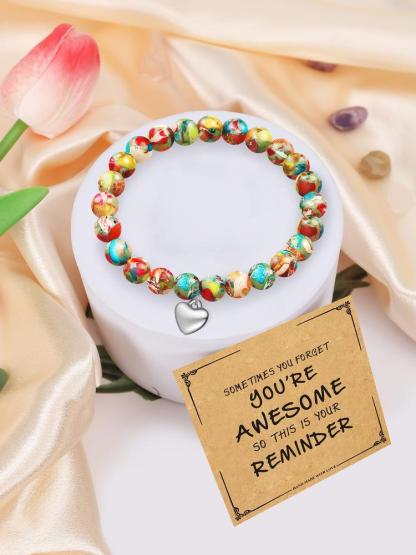 Women's Boho Beaded Jewelry Set, Natural Stone & Crystal Accents, Ideal Christmas Gift for Her, Comes with Gift Card