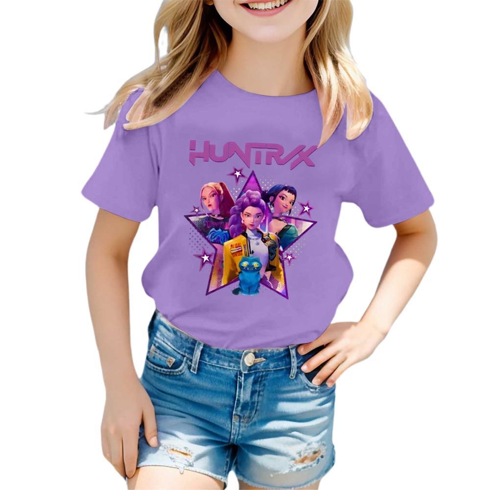 Huntrix Girls T-Shirt , Demon Hunters,Vintage Huntrix Shirt, Huntrix Fan Shirt Gift, Rumi Zoey Mira Graphic Shirt, Huntrix 6-7 Years