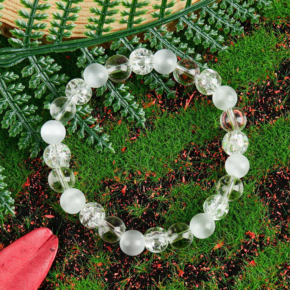 Reduce Stress Relieve Anxiety Handcrafted  Relief Quartz Bracelet Transparent Stone, I Jewelry Gifts, fahlo  bracelet blue bracelet encouragement gift fashion artificial unisex jewelry gift Colorblock Beaded Crystal Bracelet chakra bracelet