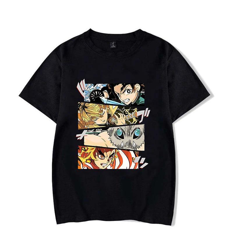 Hot Anime Demon Slayer Series Printed T-shirt Women Men Harajuku Casual Oversize Fashion O-Neck Short Sleeve Unisex Top Tshirt Womenswear Streetwear Summer Crewneck