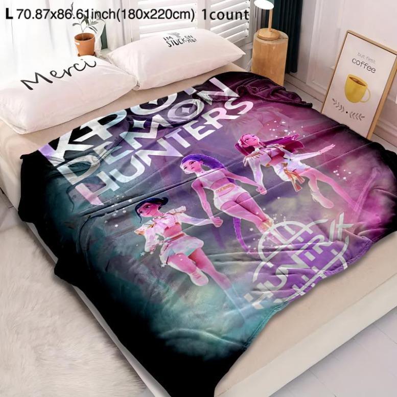 KPOP Demon Hunters Throw Blanket – Super Soft Flannel Fleece Blanket, Cozy Warm Lightweight Plush Blanket Perfect for Halloween Party, Christmas Gifts, Holiday Decorations, Anime Fans, Sofa Couch Bed Travel, Festival Vibes and Seasonal Home Décor